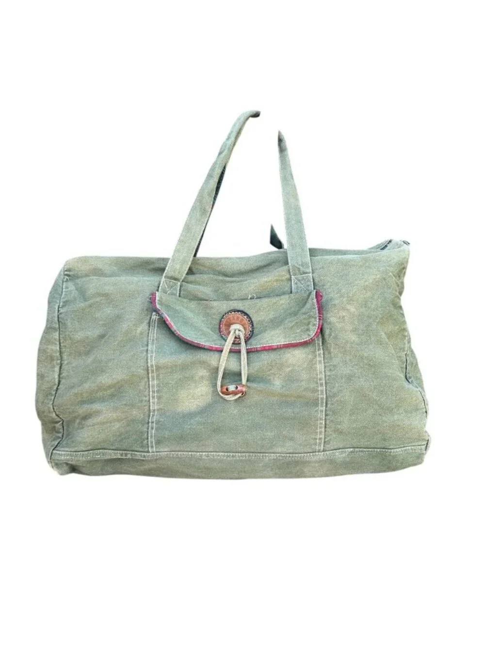 Gitano Vintage 80s Drab Army Green Denim Canvas Duffle Bag Used